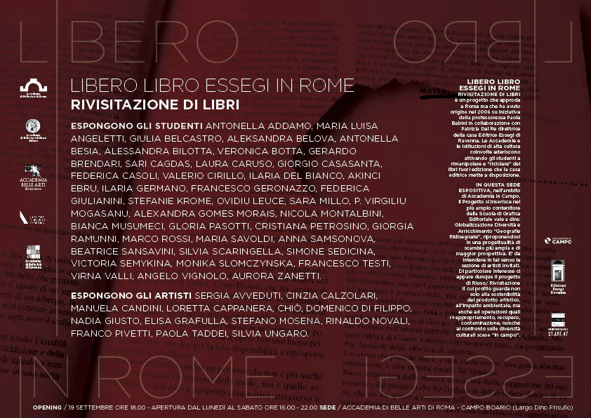 Libero Libro Essegi poster brochure accademia Belle Arti Roma grafica editoriale