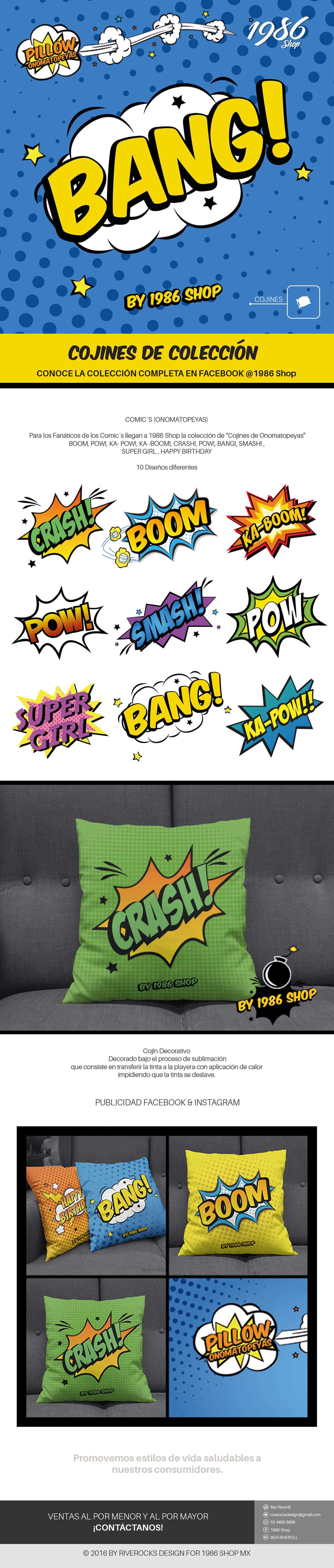 pillow comic´s boom Pow! ka-boom! crash! bang! smash! onomatopeyas