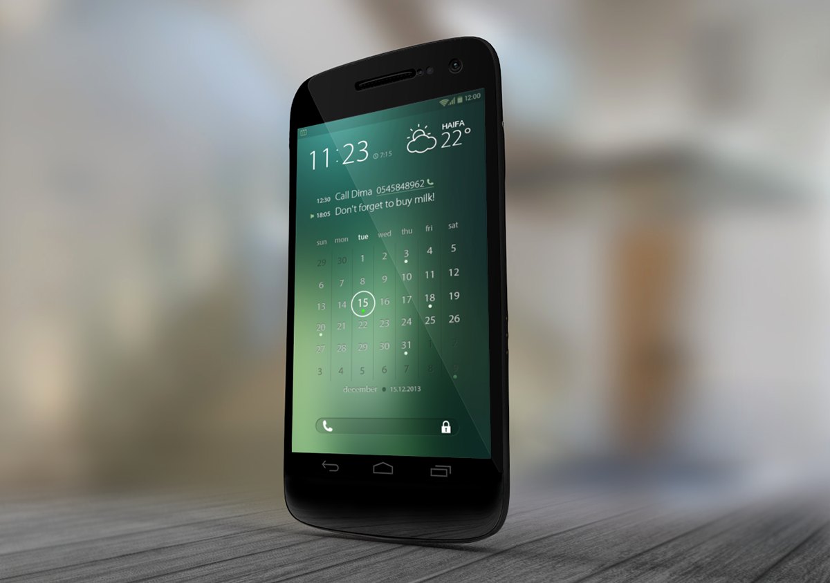 android lock screen calendar tasks concept