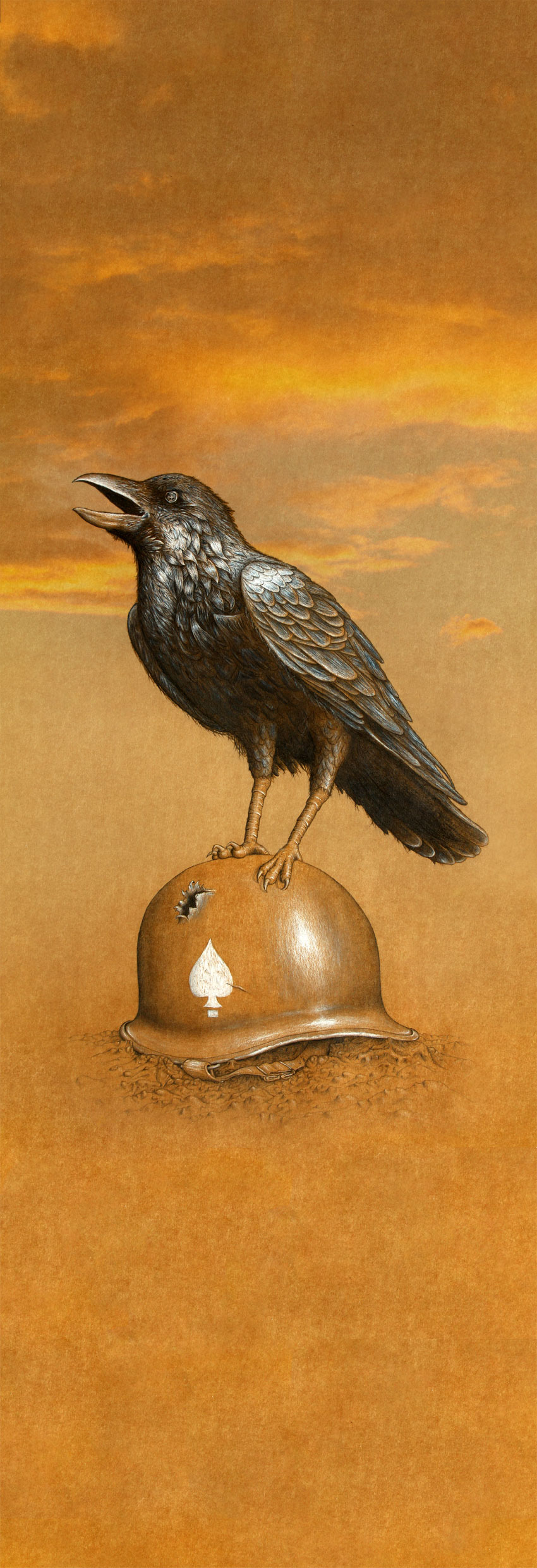 raven Helmet War ww2 WWII crow spades birds Misery Signals gig poster