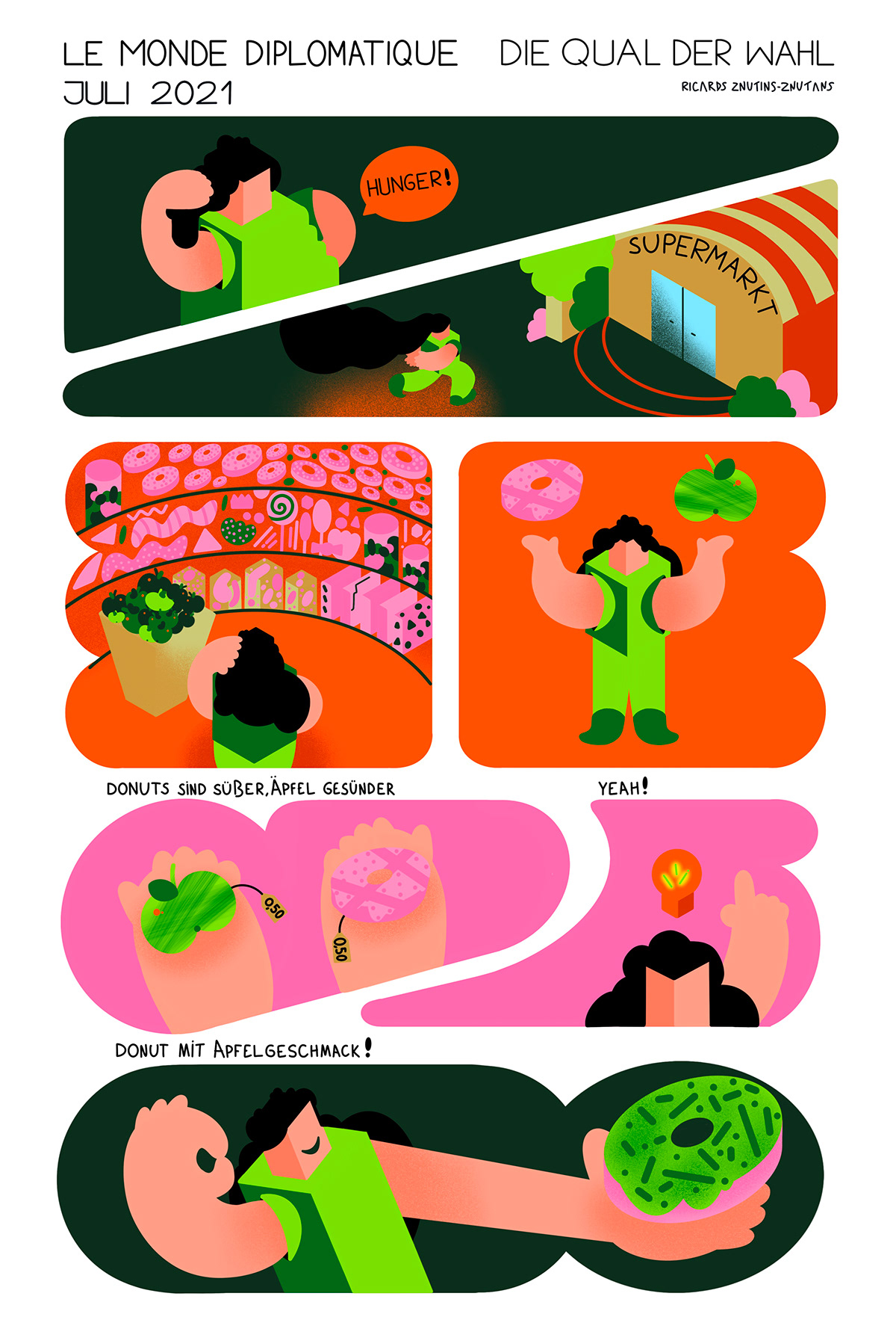 apple bright colorful comic donut Hungry ILLUSTRATION  life story