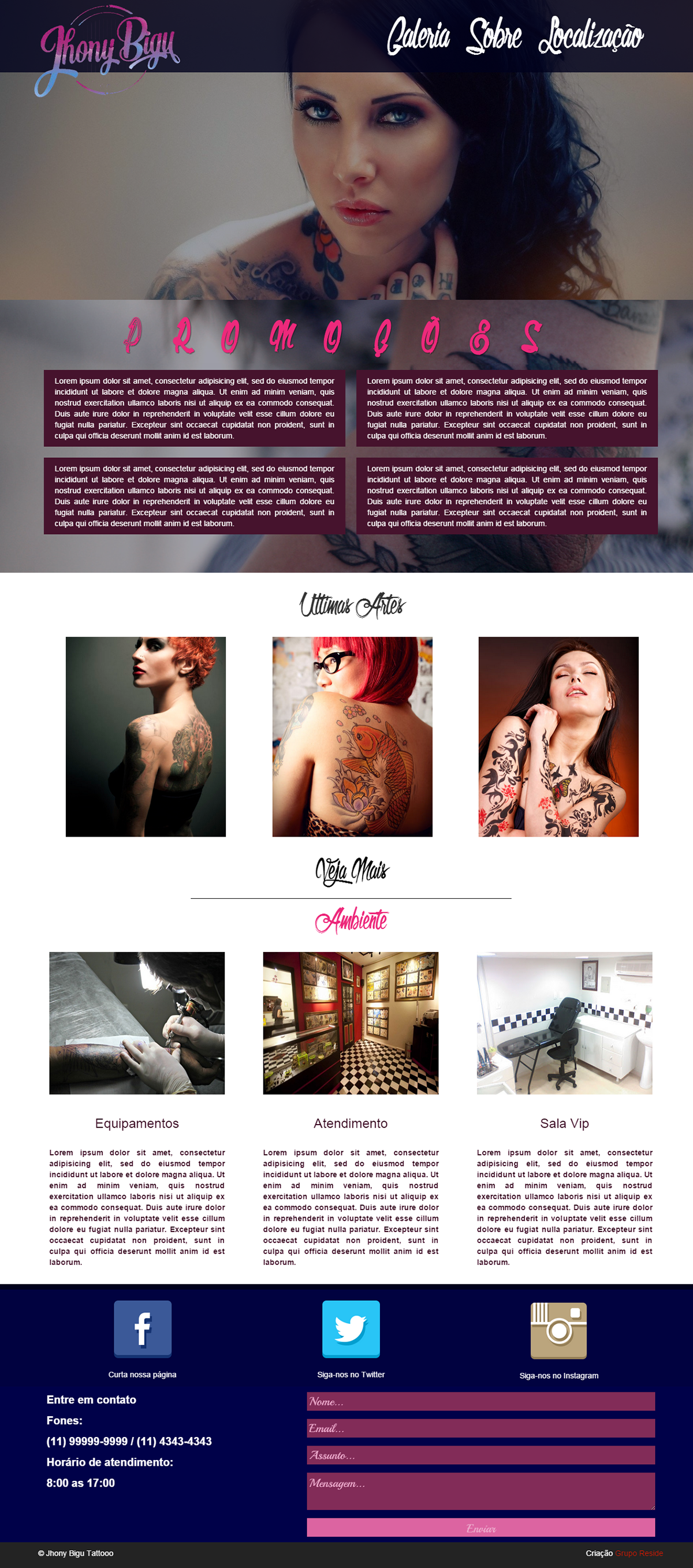 html5 css3 tattoo Tatuagem photoshop Website mobile bootstrap
