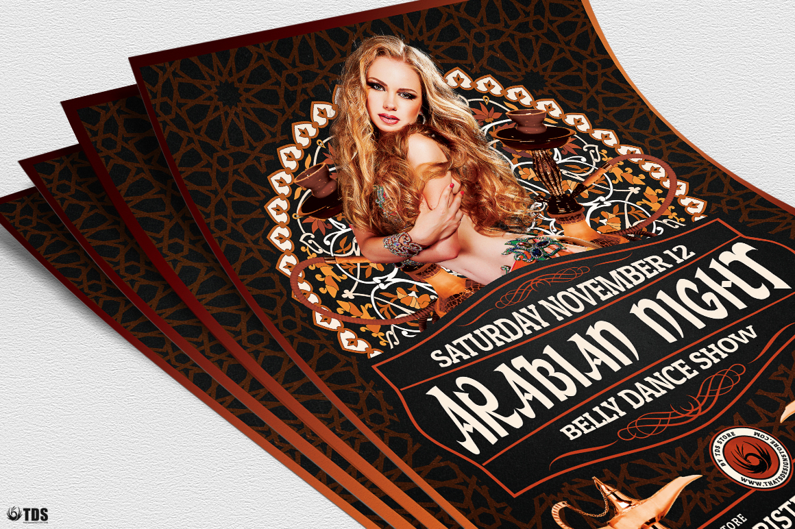 thatsdesignstore flyer poster template arabian night nights party belly dancing Belly dance