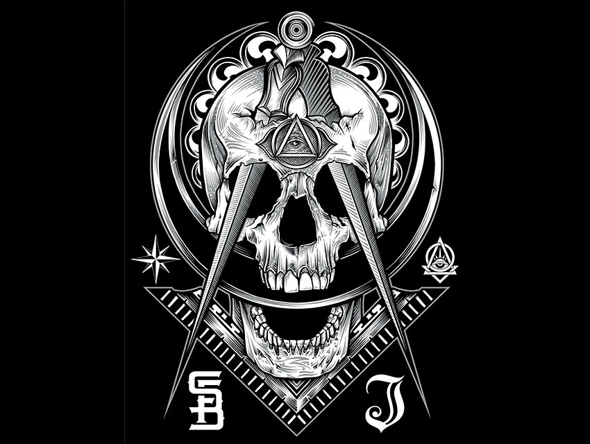 skull t-shirt steadfastbrand Inked Magazine tattoo masonic secret society