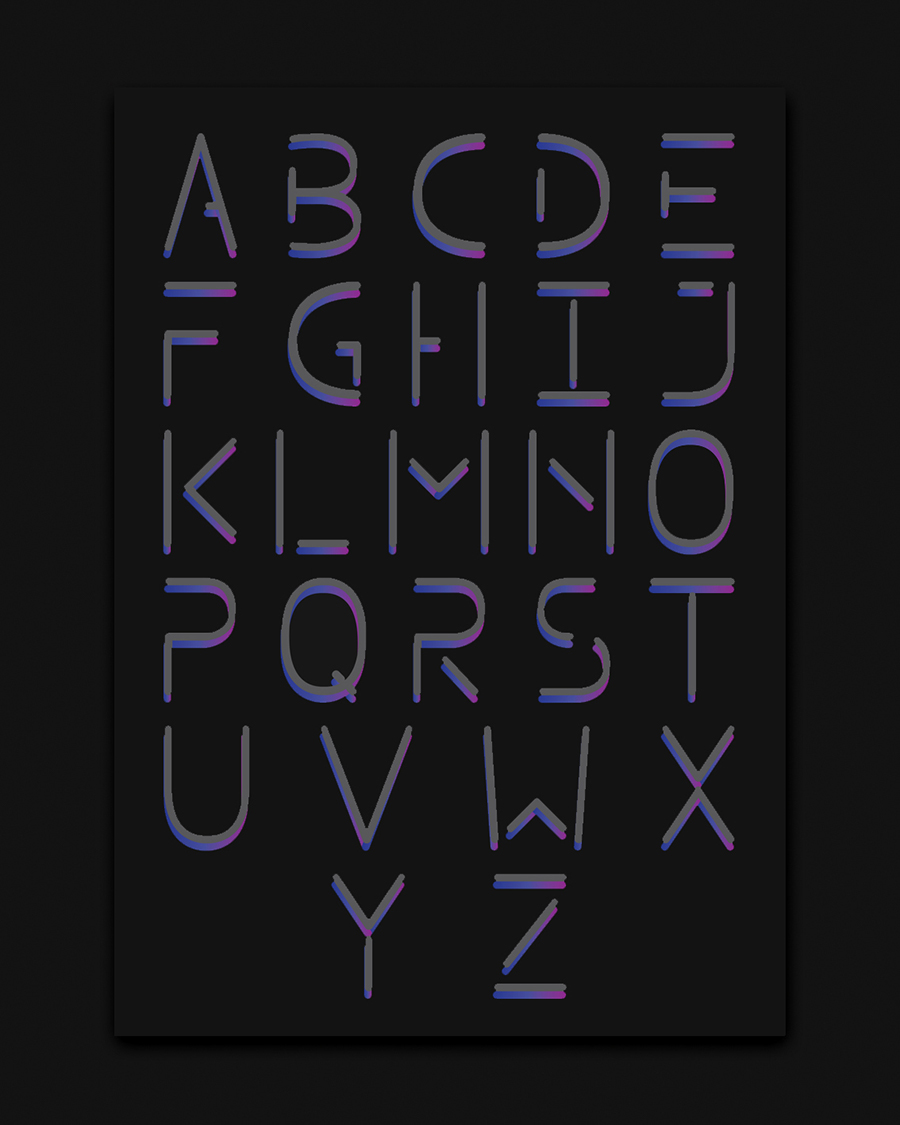 alphabet letter poster black bg