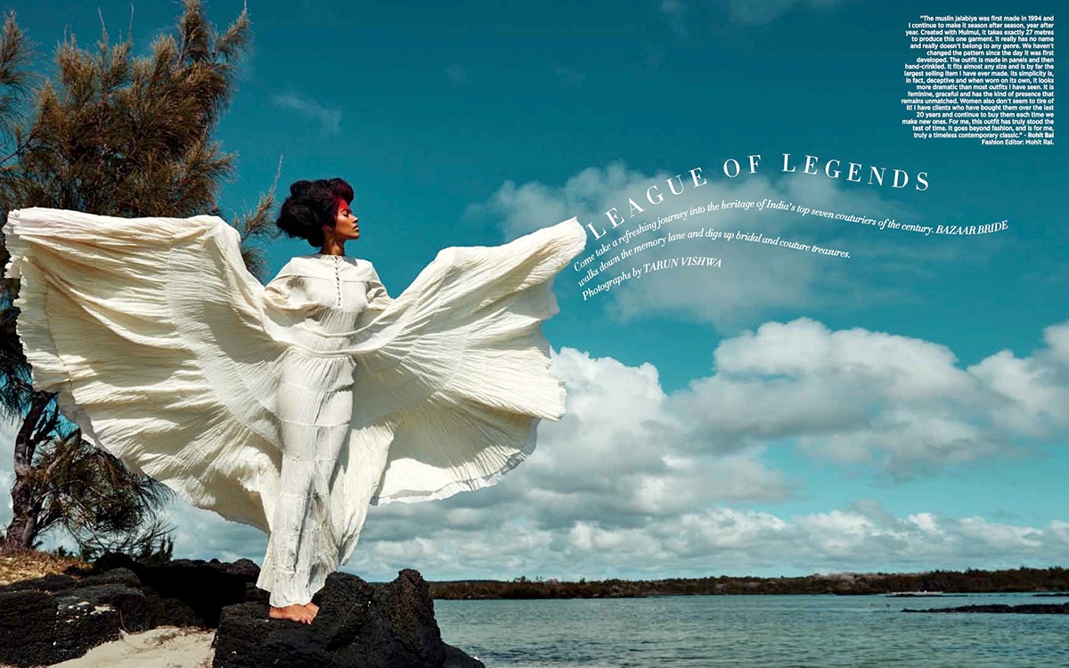 indian bridal shooting traditional beach wedding editorial Harpers Bazaar couture sindhoor red mauritius
