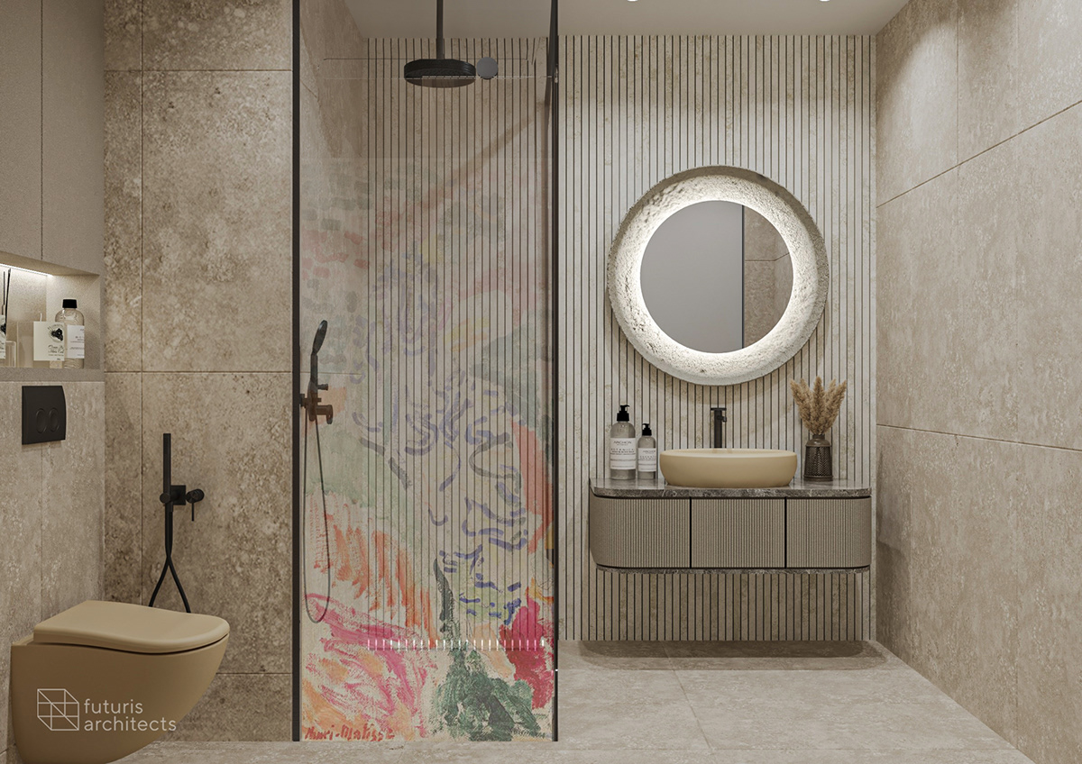 interior design of a modern bathroom