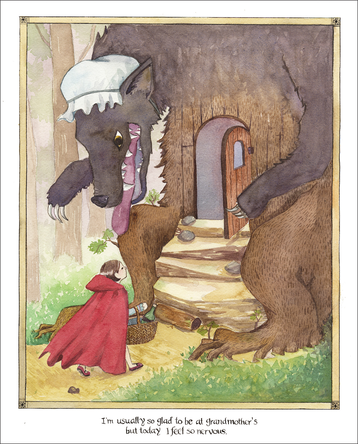 Red riding hood book illustration book interior fairy tale watercolor fantasy