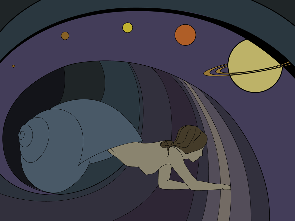 woman naked snail Planets stars Space  cosmos