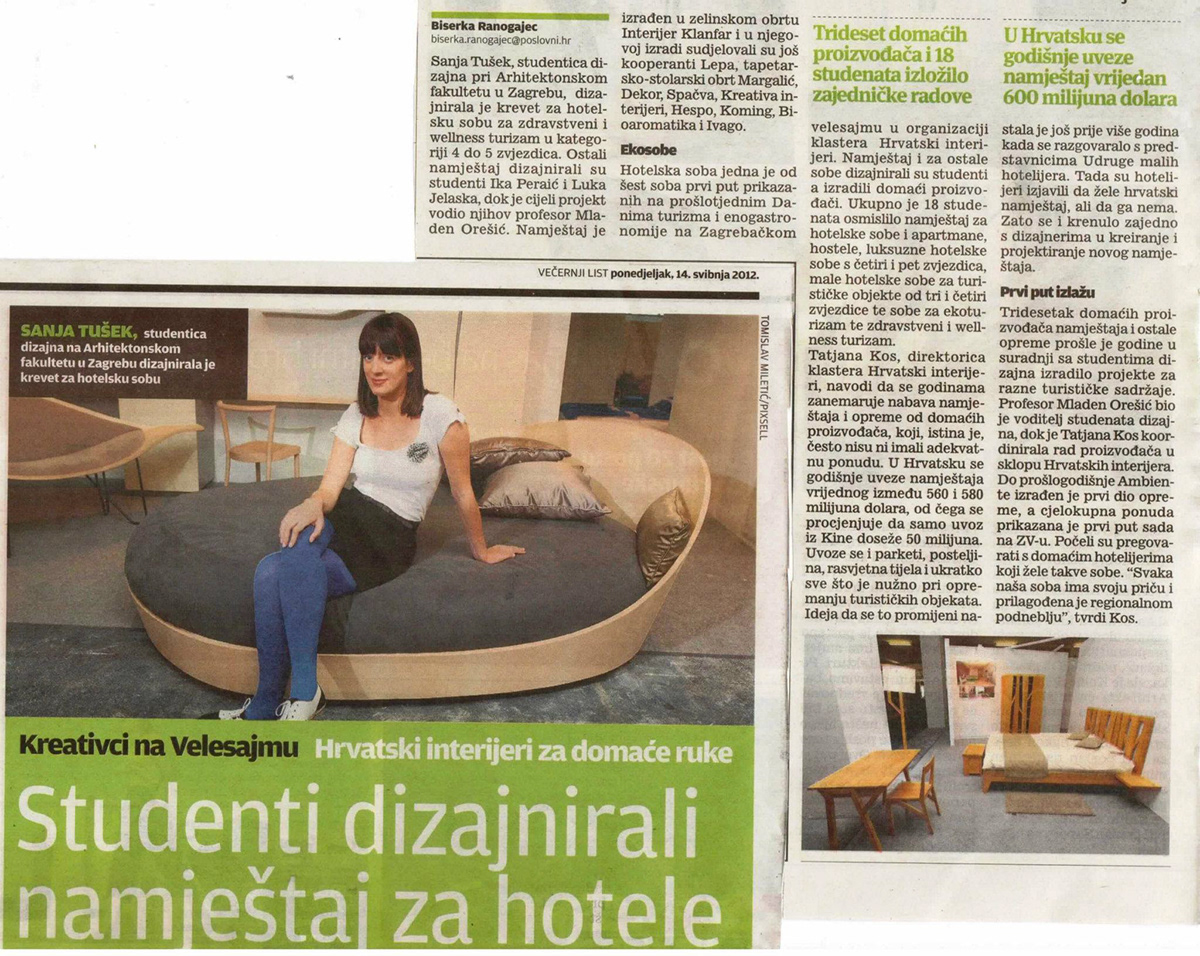 Ambienta furniture oval bed krevet ovalni oblutak Wellness hotelska soba hotel room klanfar