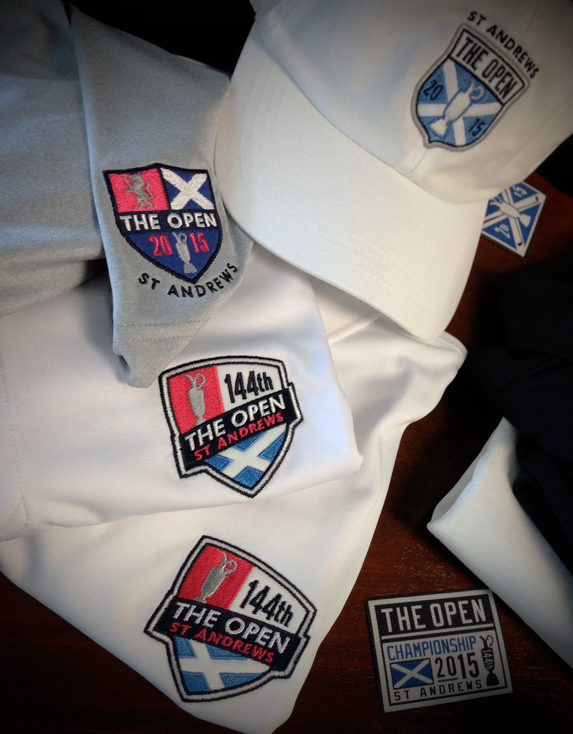 golf Open Championship headwear Garments t-shirts Embroidery screenprint crest hangtag shield patch printed label lettering scotland scottish