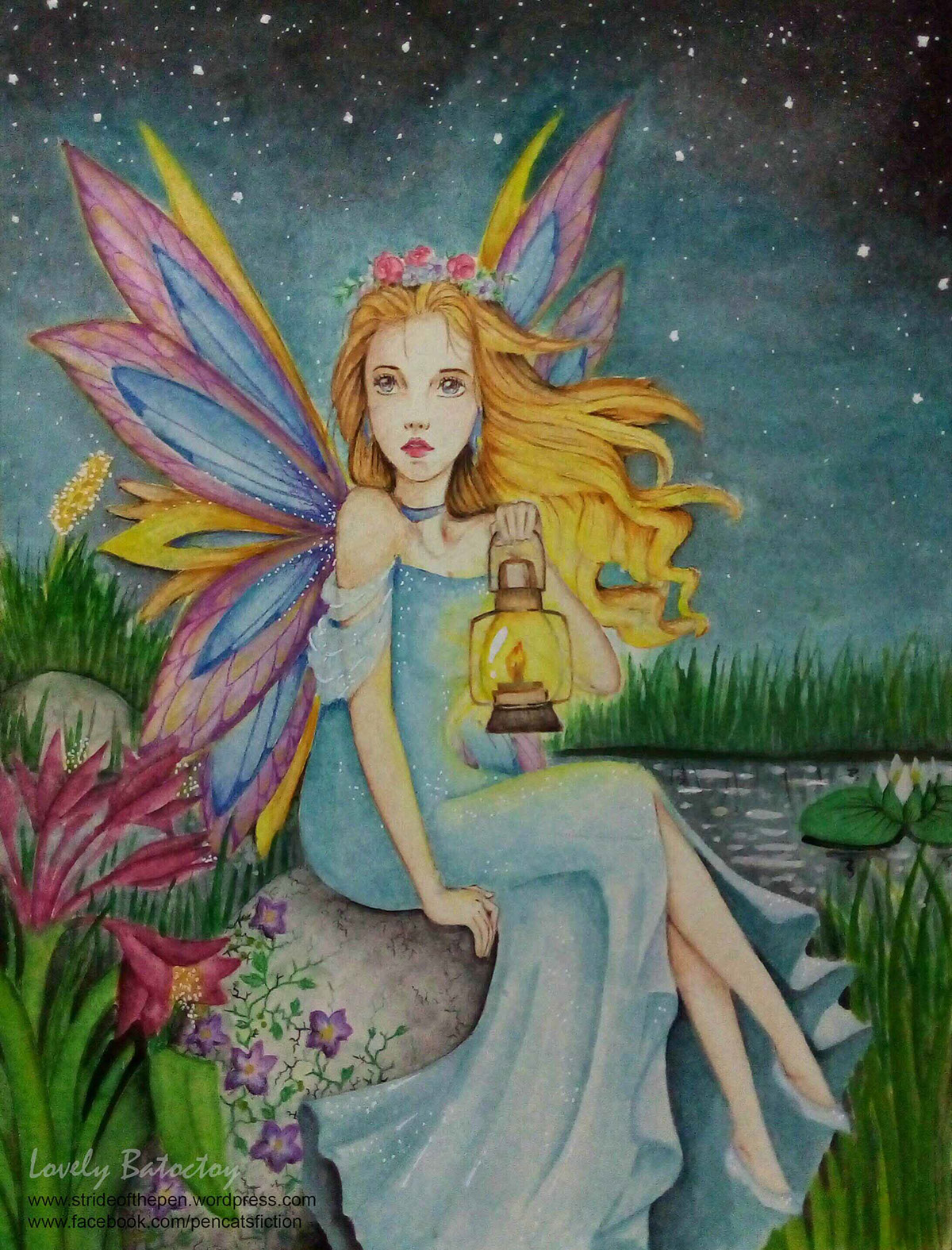 watercolor painting watercolor illustration fairy Lamp night fairy fairy illustraion fairy drawing