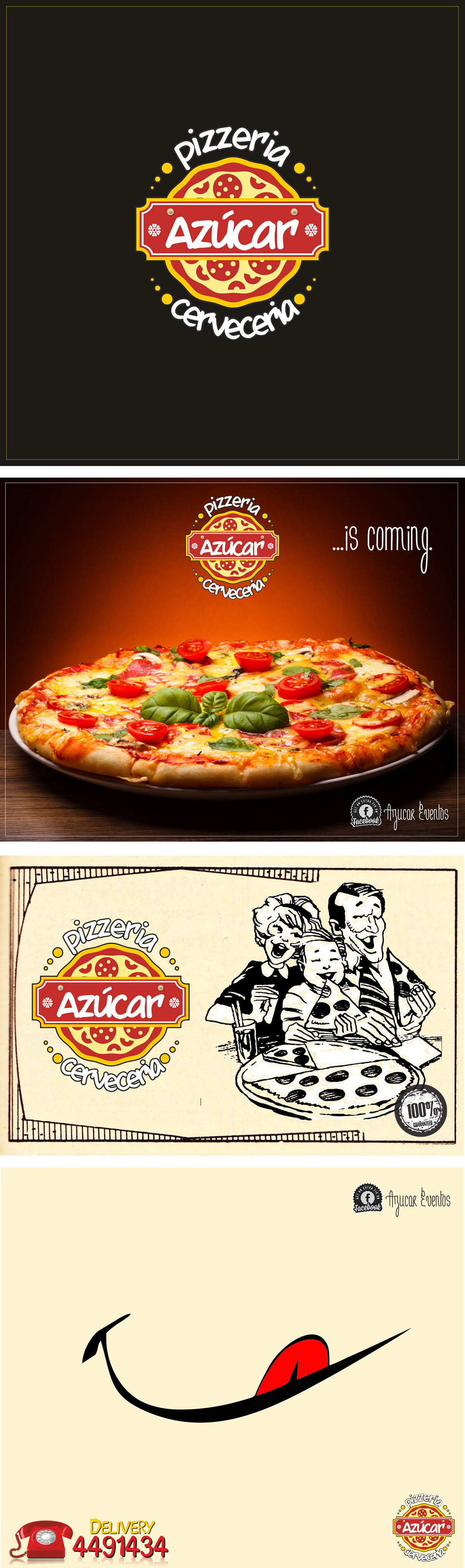 azucar Pizzas Logotipo menu cartelería
