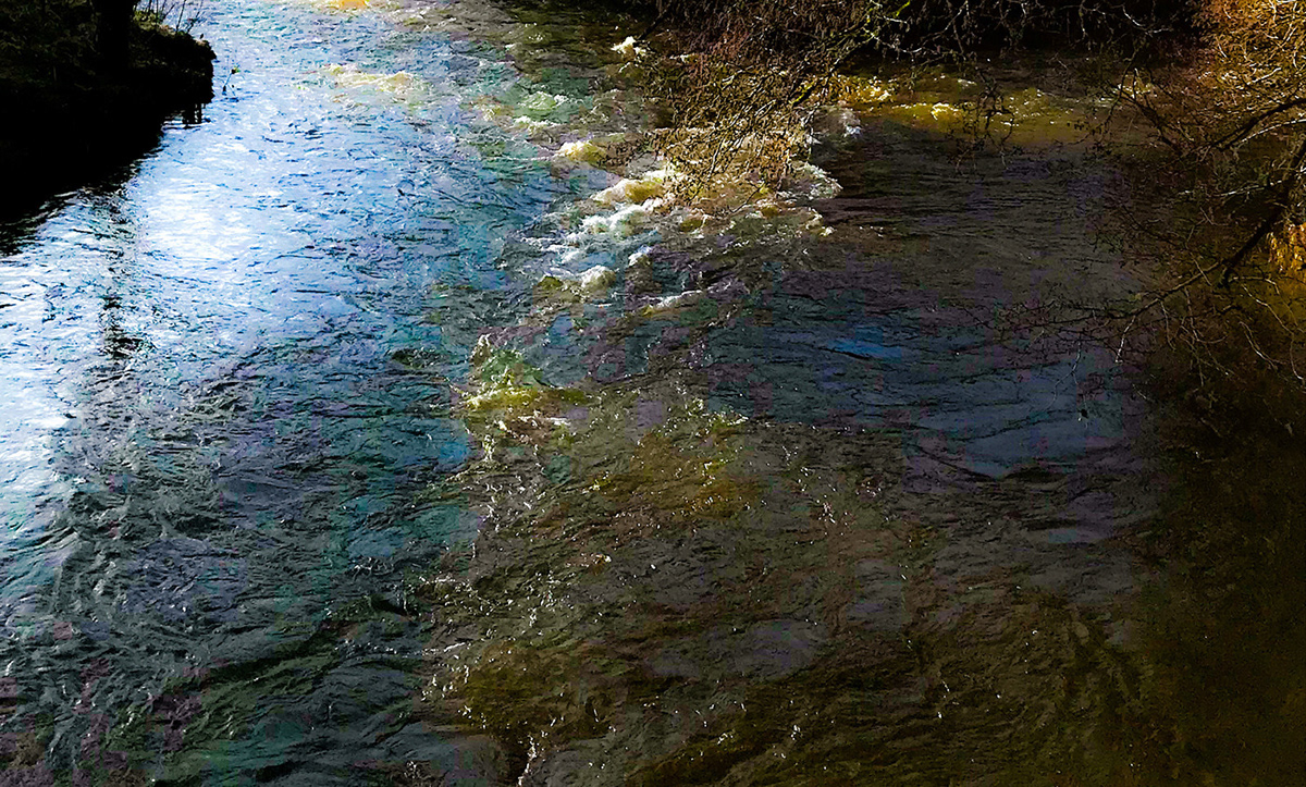 wales confluence surface painterly mood Cammarch Irfon play of light waters