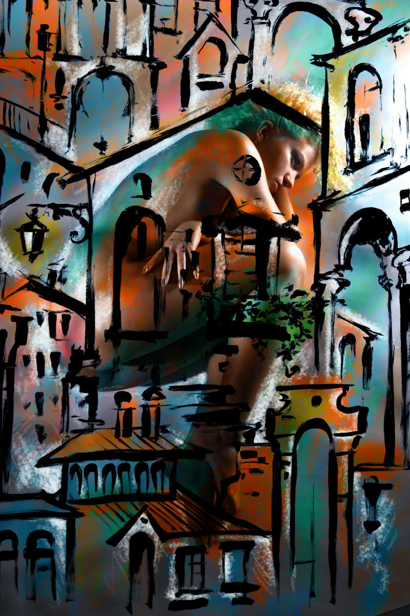 photoart town city Digital Collage Bodypainting