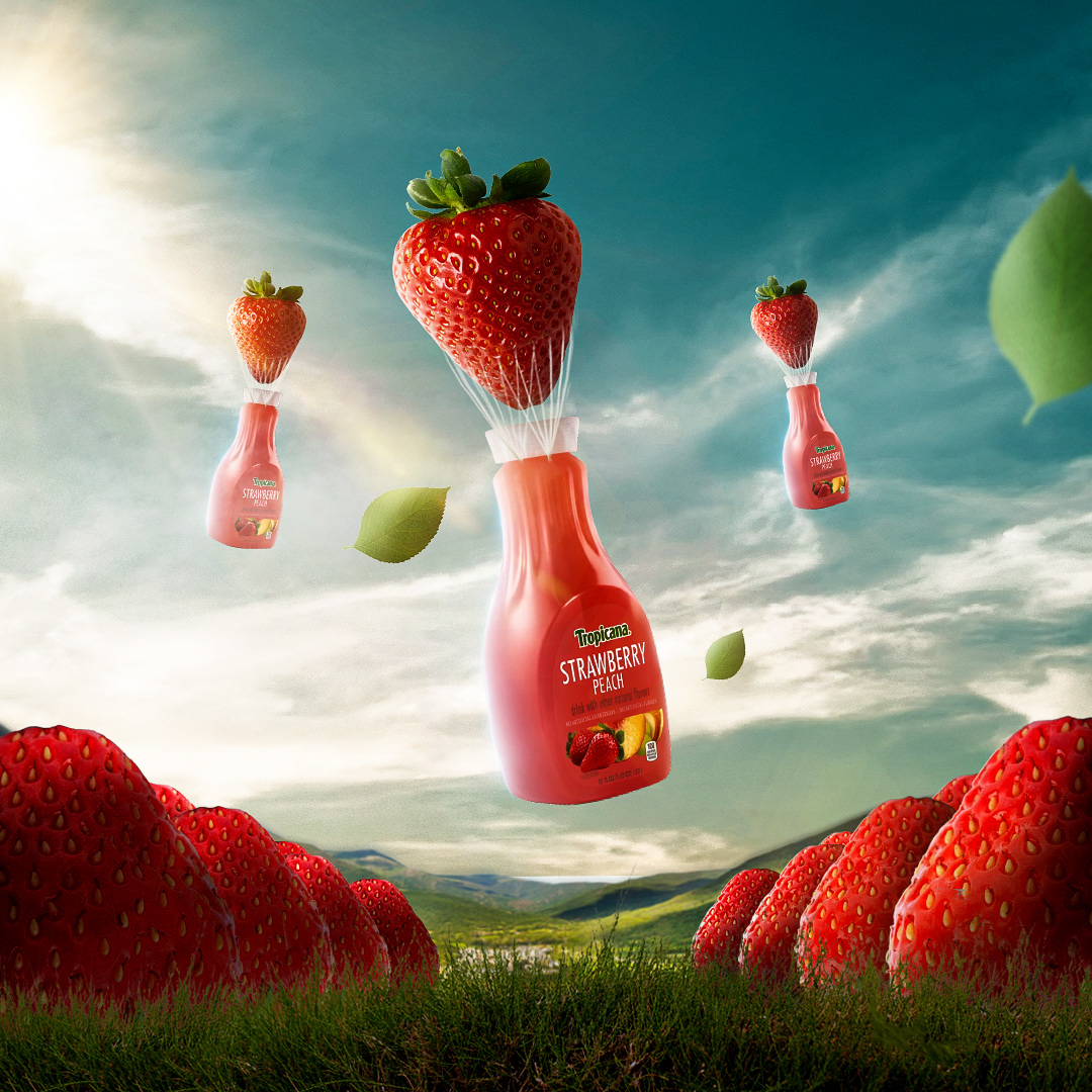 Tropicana Social media post Graphic Designer strawberry juice Coconut watermelon