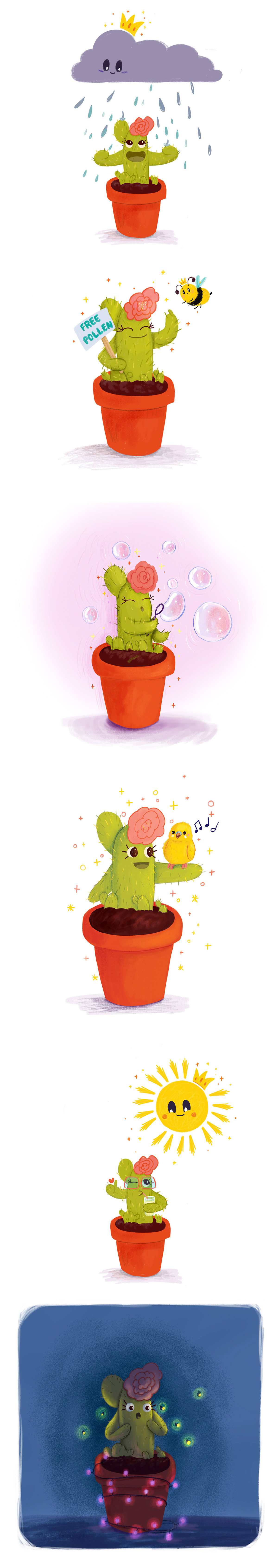 bee cactus cartoon Character design  children's book cute Digital Art  ILLUSTRATION  Illustrator kidlit