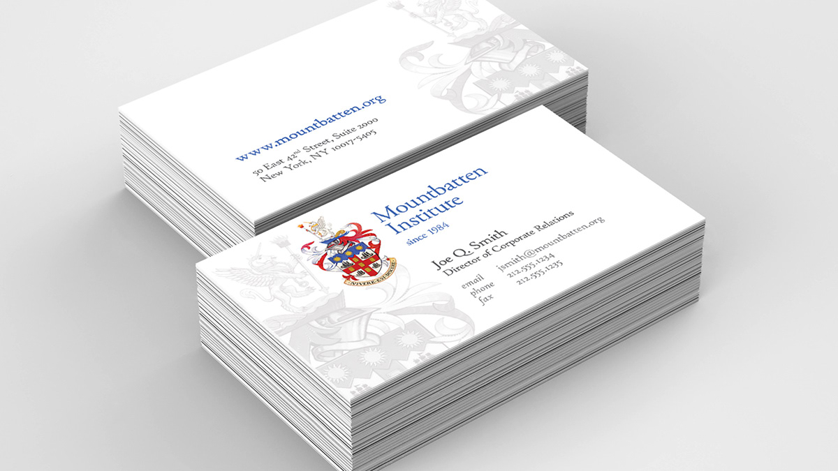 Mountbatten Institute business card design corporate watermark Double-Sided Education Adobe Portfolio
