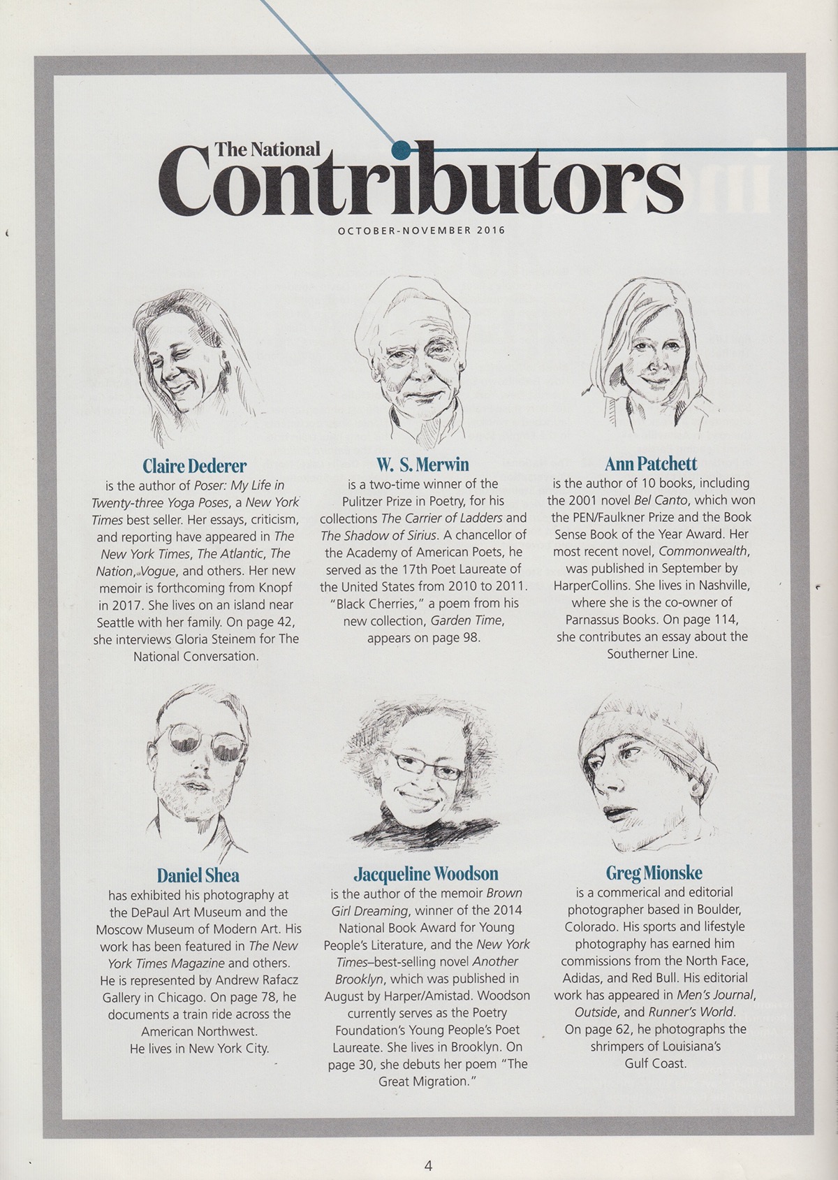 portraits ILLUSTRATION  amtrak magazine Drawing  the national contributors editorial