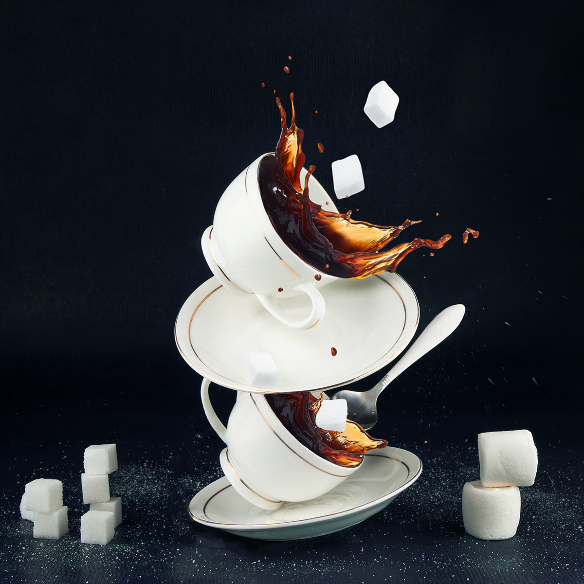 chocolate Editing  levitation photography Photography  splash Splash Photography studio tea tea cups