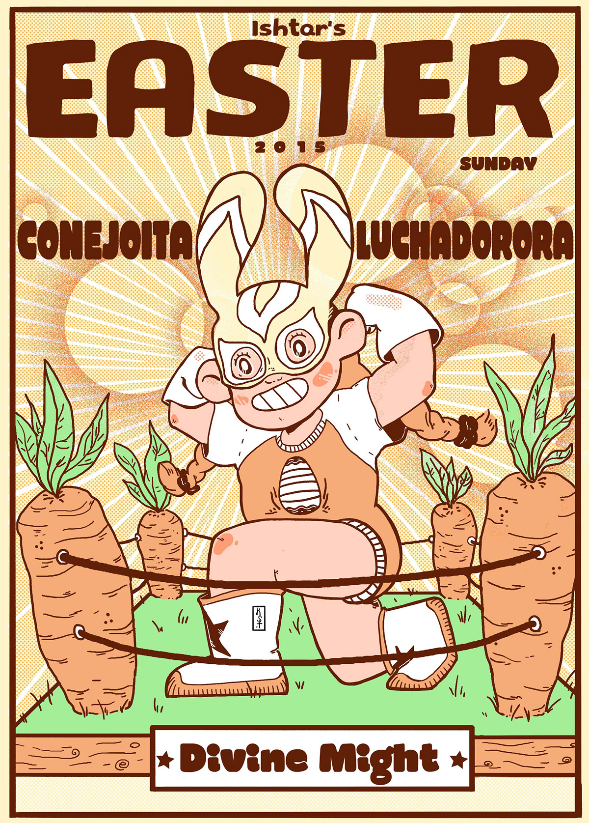 children's illustration poster luchador