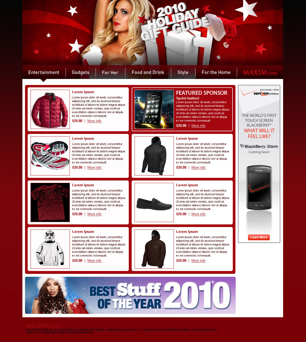 hub page  user experience  gift guide Splash page