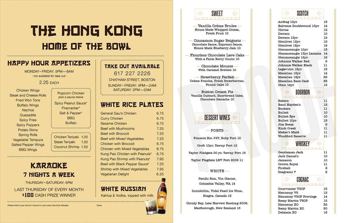 menu design Wines beverages cocktails