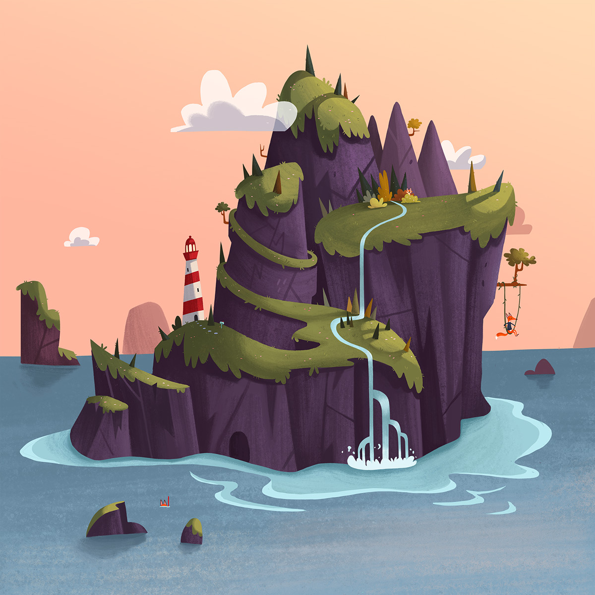 Island lighthouse foxes digital photoshop gif Ps25Under25