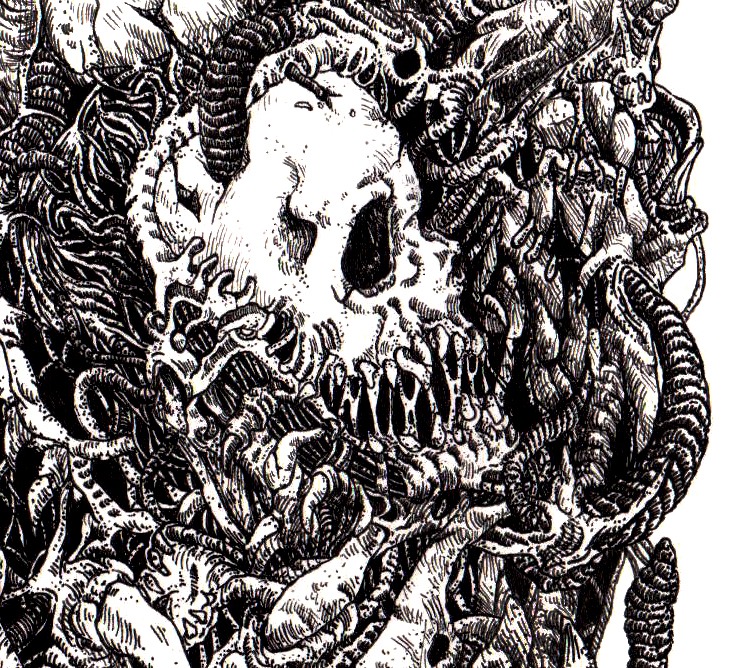 pen black grotesque illust monster skull