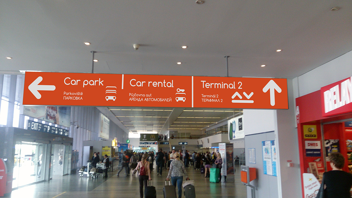 airport Corporate Identity CI navigation system prague picotgrams