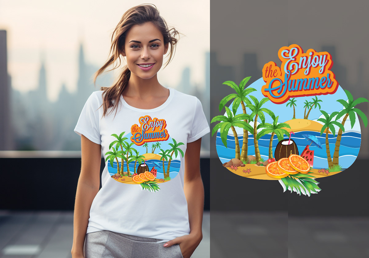 Summer T-shirt design summer graphic design  trip Photography  beauty Fashion  design enjoy the summer summertravel