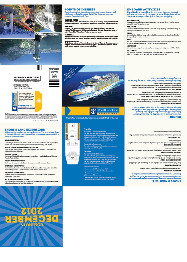 brochure cruise ship Layout folding technique Direct mail