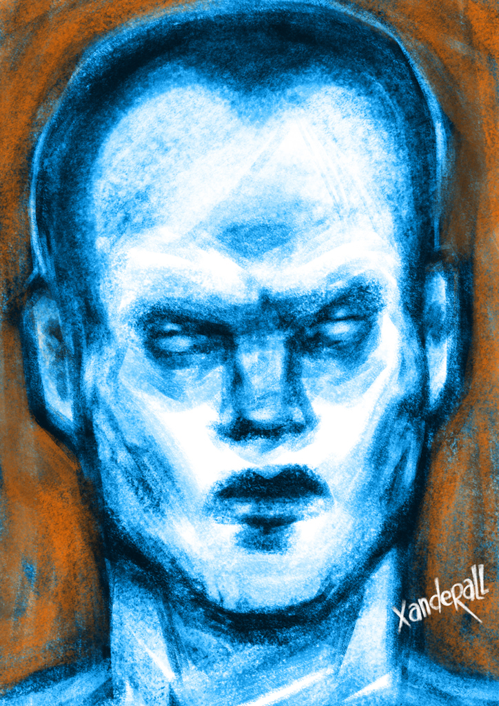 xanderall sketch digital blue head portrait