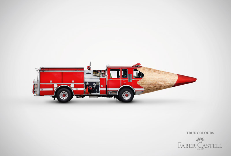 dog shark car Firetruck pencil FABER castel werbung brand