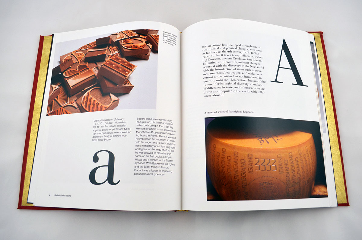 giambattista bodoni Typeface book design Food  Italy Italian food