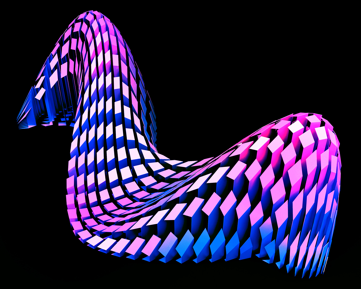 Adobe Portfolio installation sculpture color gradient metal art Architectural sculpture parametric design face