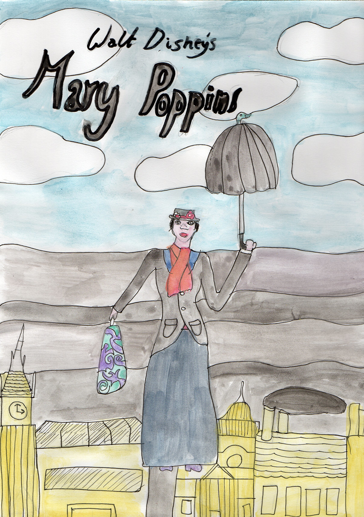 mary poppins pltravers Walt Disney disney illustrations books characters watercolour