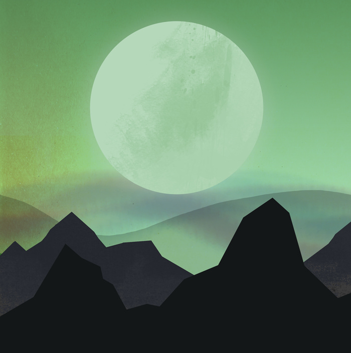 moon  space  mountains  nature Landscape  night  stars abstract