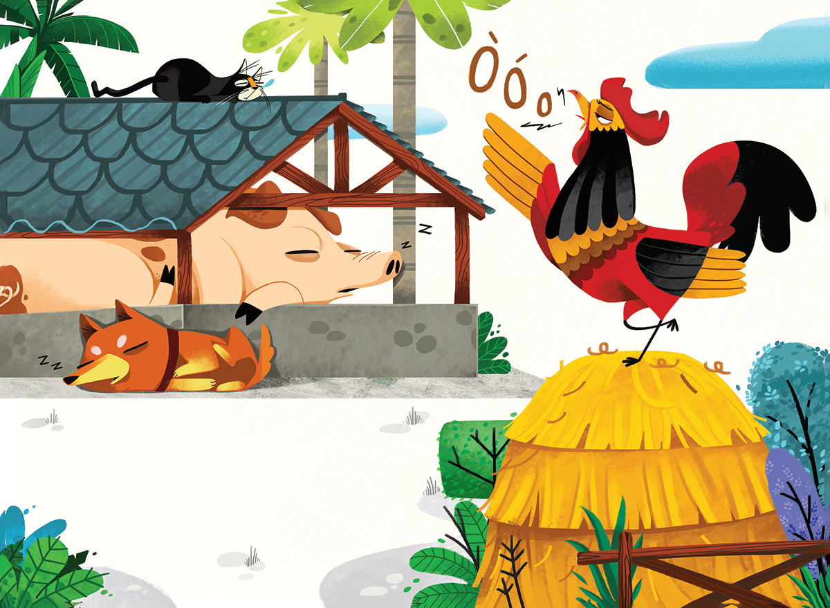 chicken Roosters want to sleep rossters room to read WILIAMLUONG willus picturebook