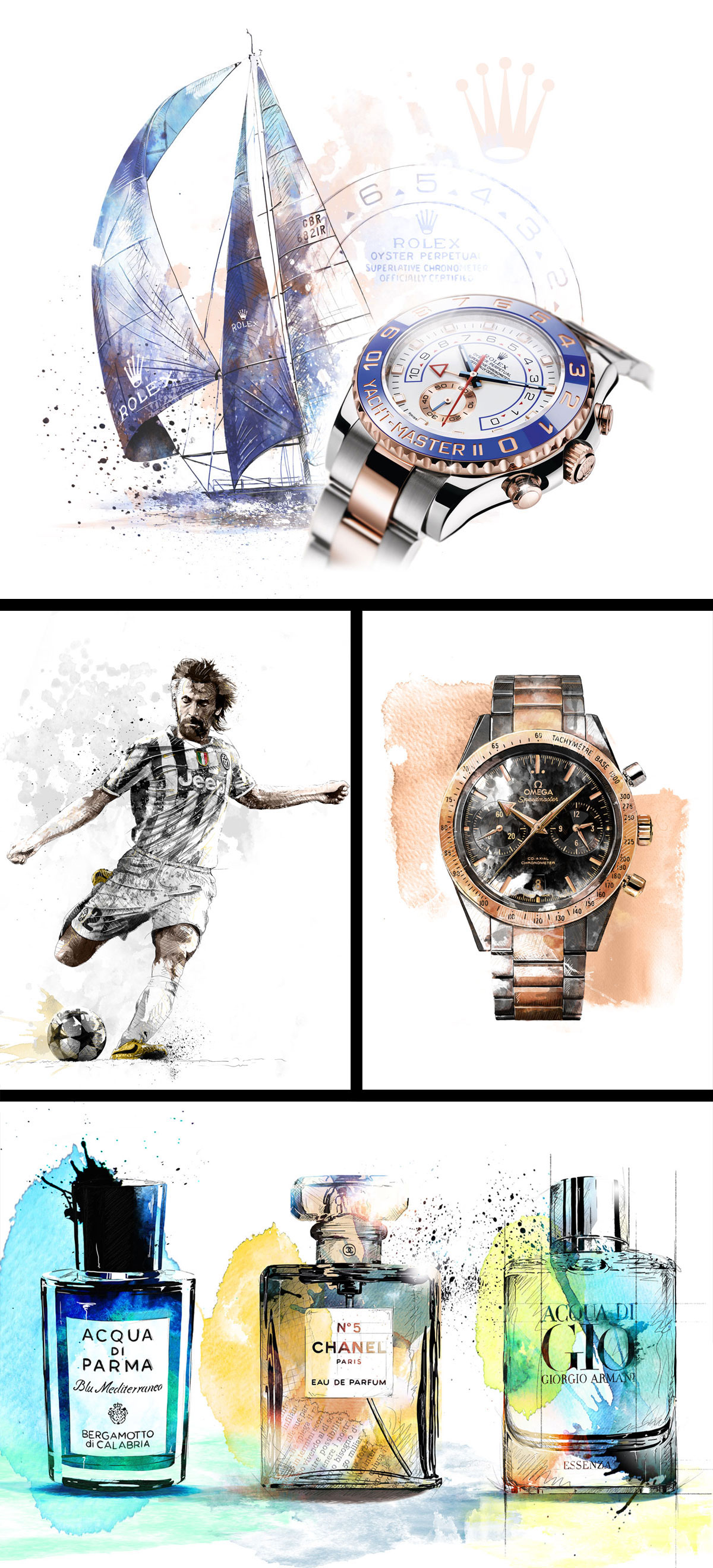 Black&white watercolor portrait pencil sport Freelance self Promotion personal editorial product digital watch video game ink