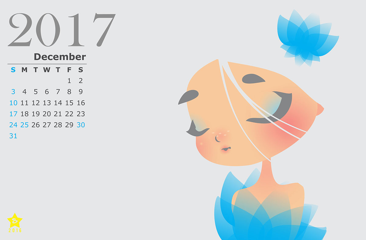 Corel Draw kawaii calendar calendar2017 cute big eyes
