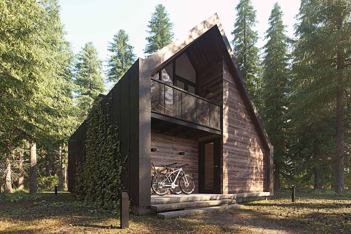 architecture forest house wood CG