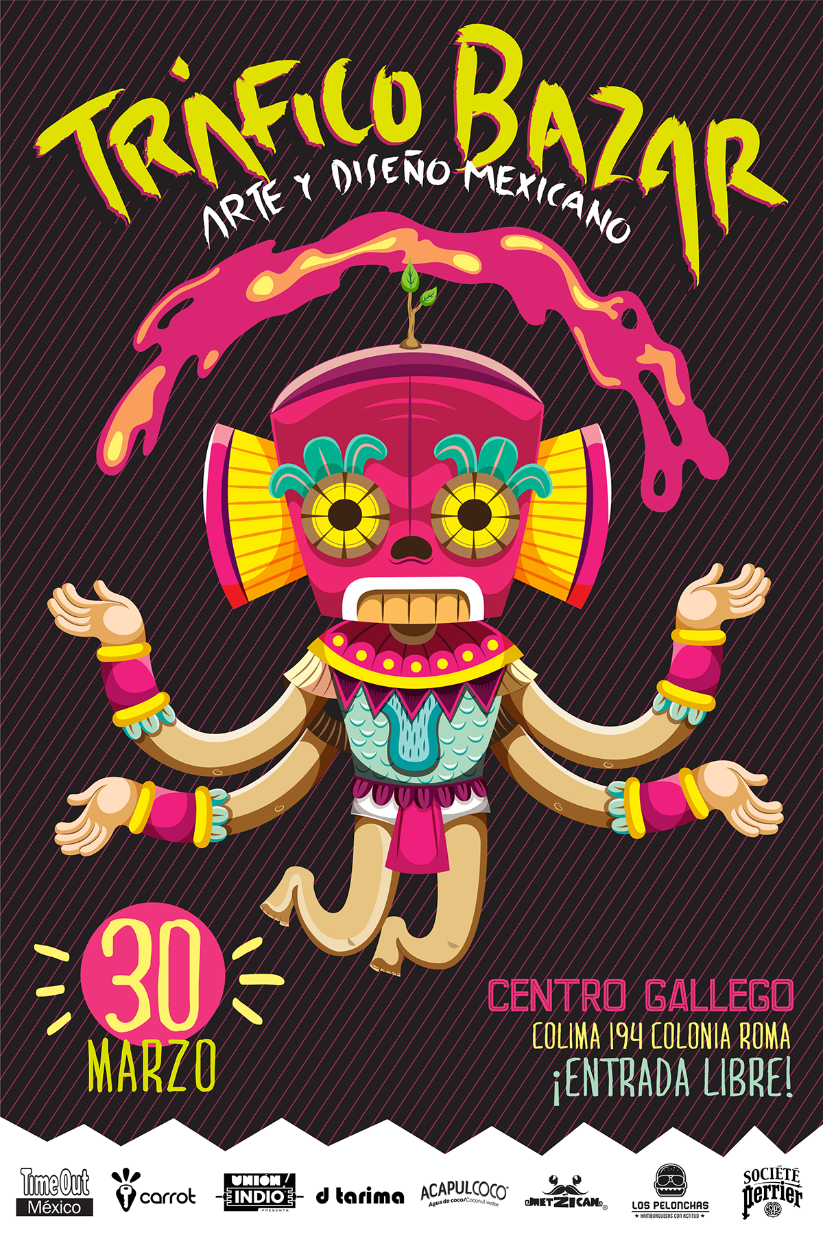 ilustracion Rescate cultural mexico Metzican color vector Tráfico Bazar