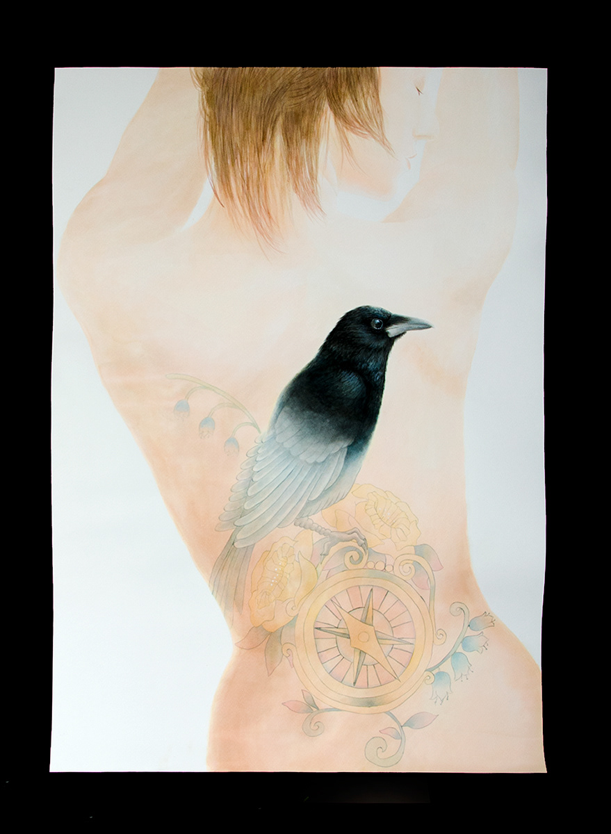 watercolor crow tattoo Realism