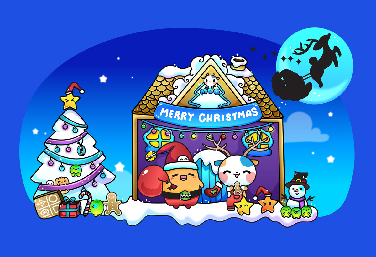 Christmas anime santa festive seasons doodle manga cartoon cute