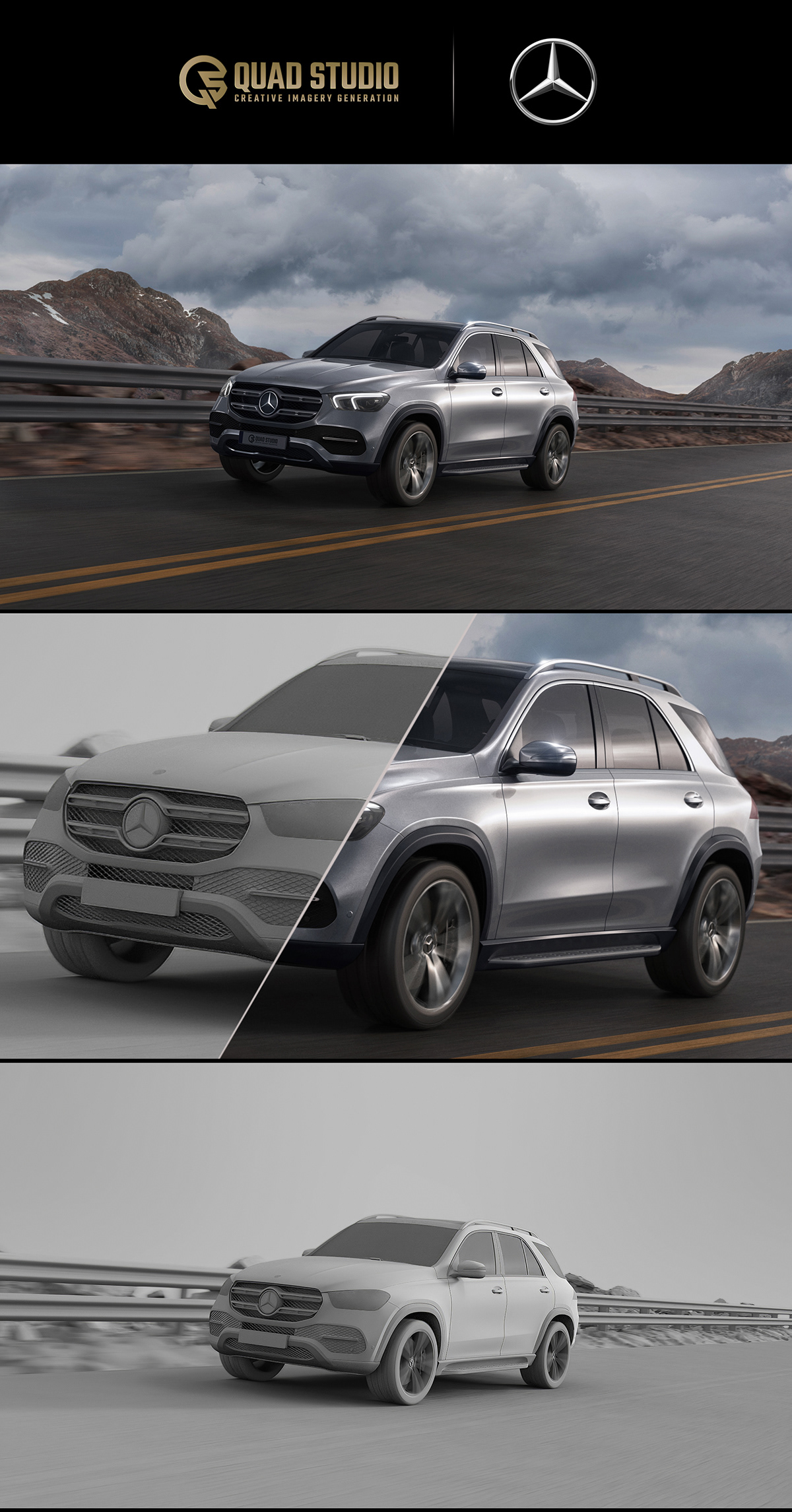 Advertising  automotive   car CGI daimler GLE mercedes Mercedes Benz Post Production retouch