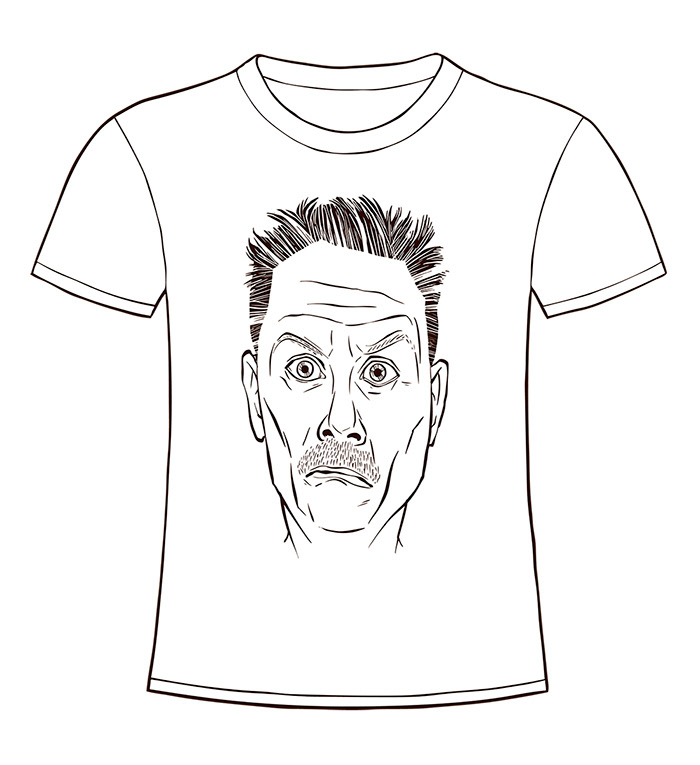 b&w caricature   cartoon charity comedian comedy  Drawing  stand-up Swedish t-shirt