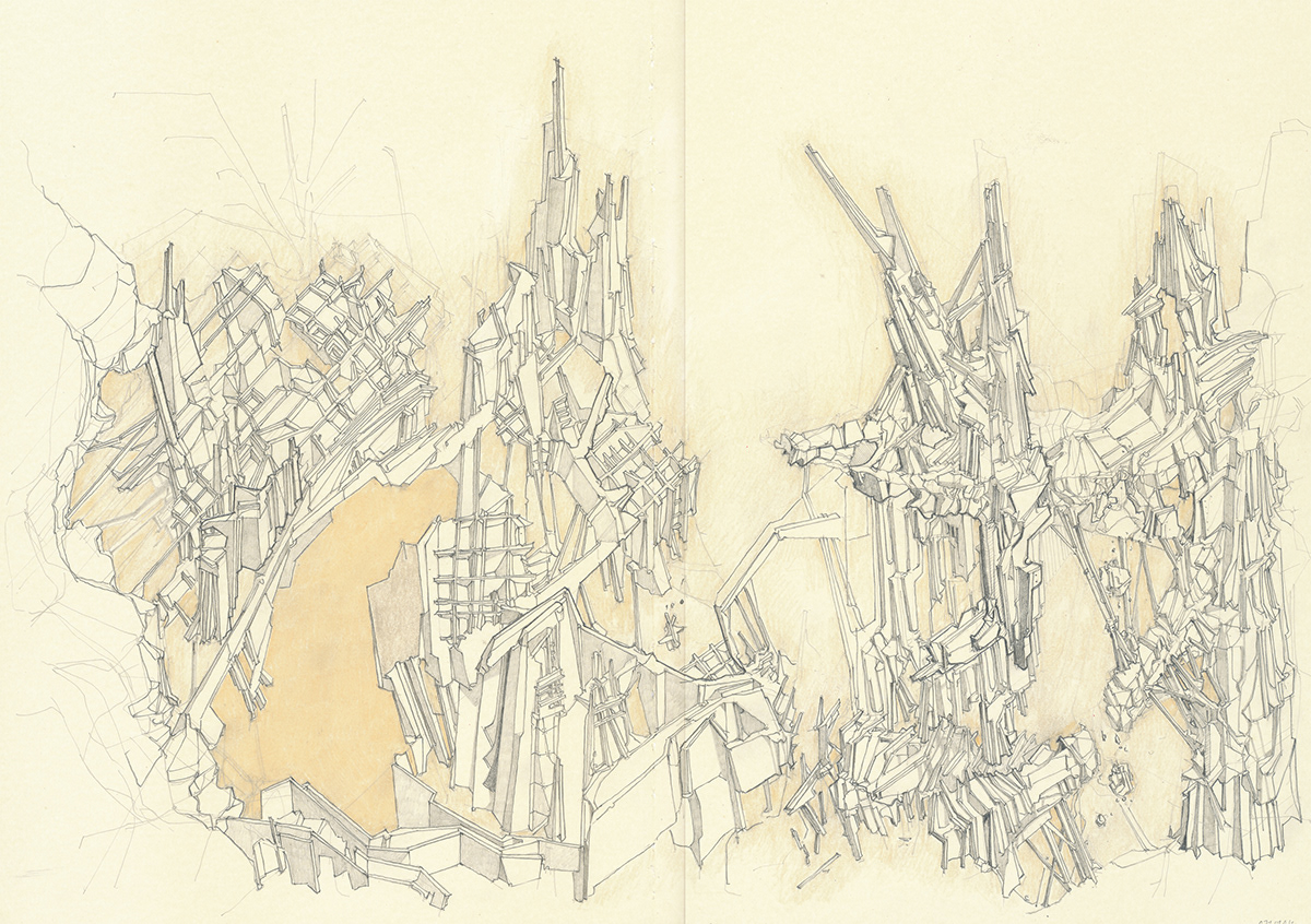 art  sketch  moleskine  Buildings  forms  structures pencil deconstruction