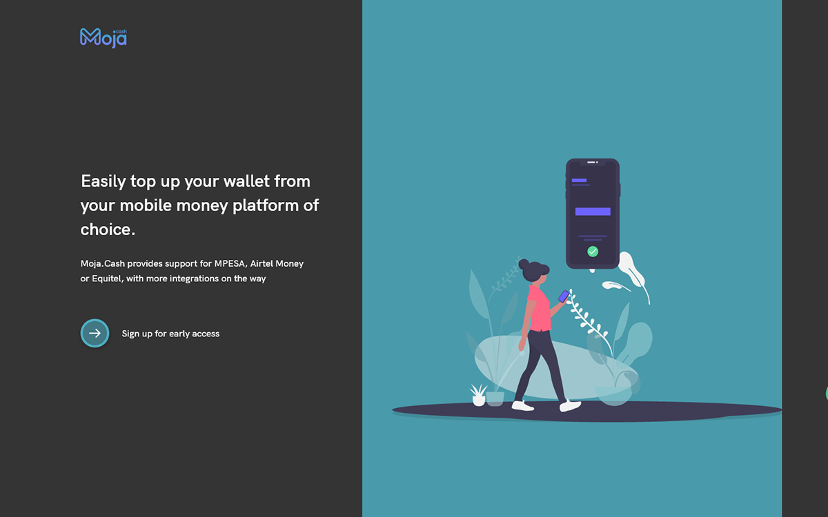 finance kenya moja cash payments WALLET Web Design  concept