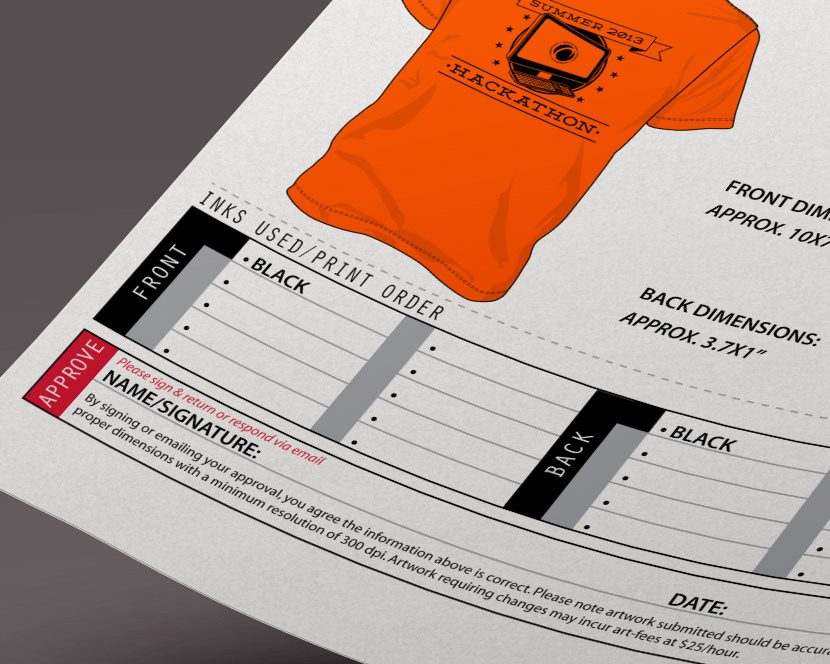 Layout Forms paperwork Screenprinting customerservice